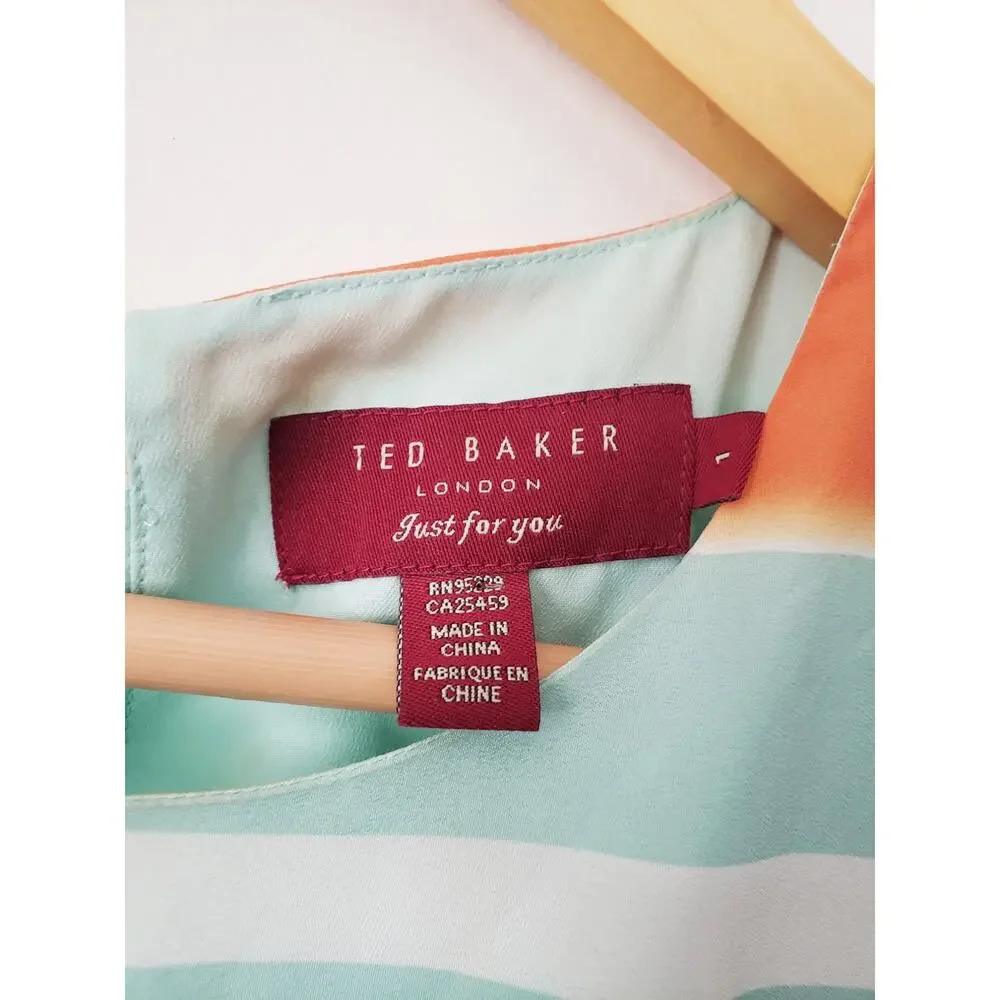Ted Baker ILVA Sunset Stripe Midi Dress Multicolor Size 1 (US 4)